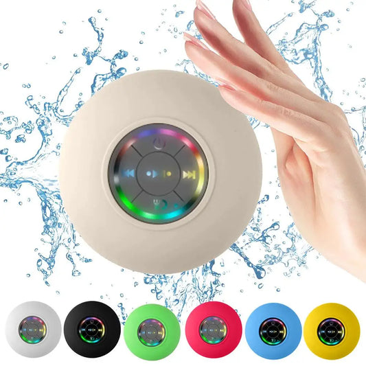 Bathroom Waterproof Bluetooth Speaker with RGB LED Light Mini Outdoor Travel Portable Wireless Shower Suction Cup Speakers