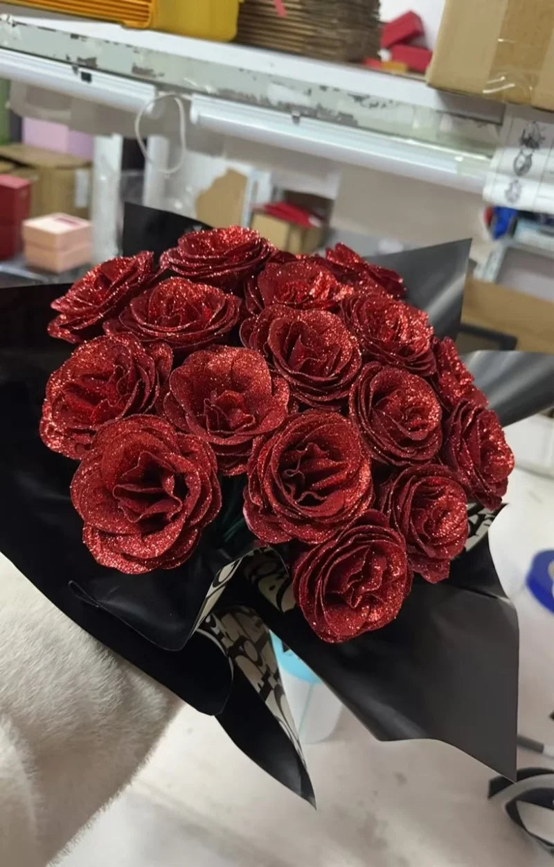 Glitter Rose Bouquet Personalized Love Gifts for Valentine's Day